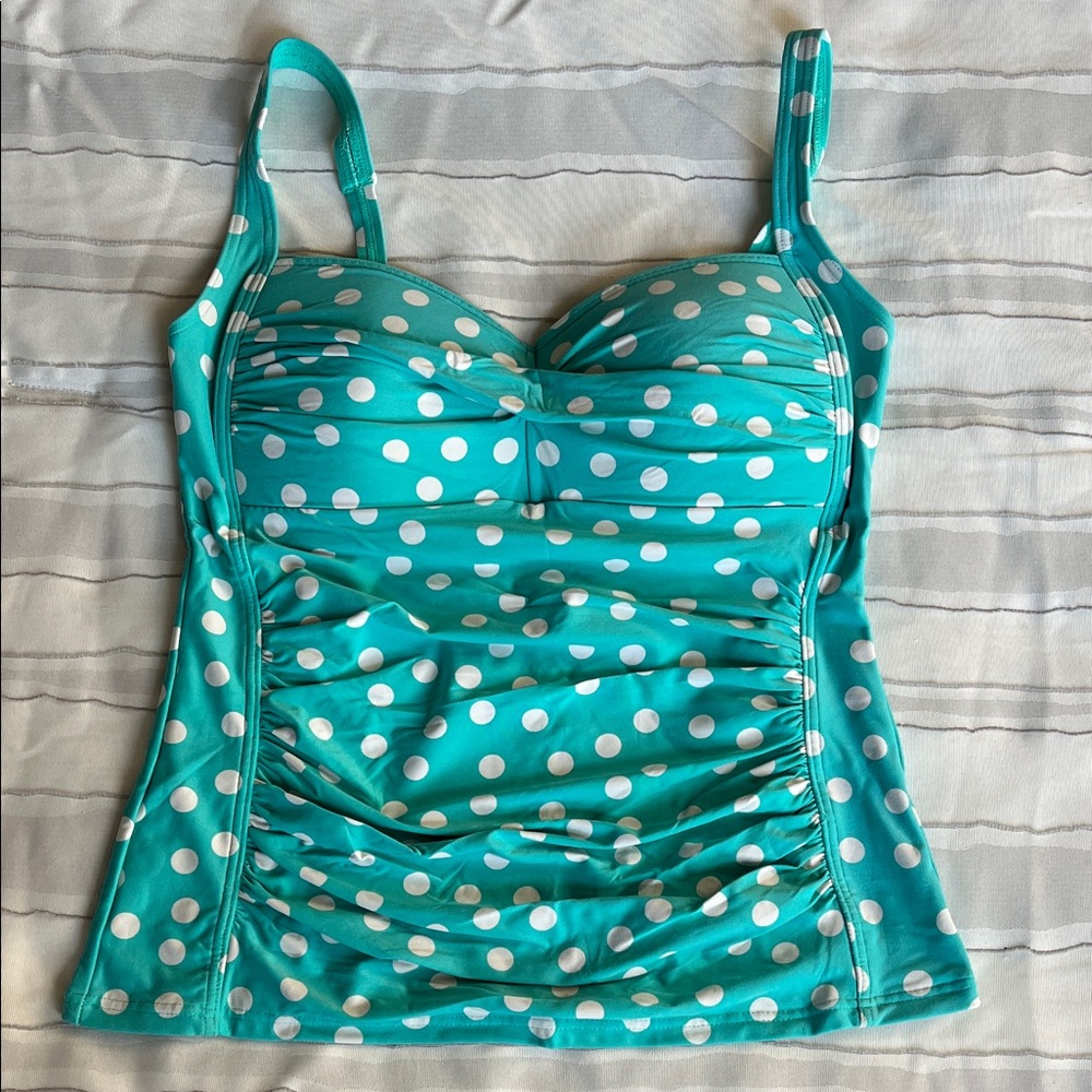 Polka Dot Women's swimsuit Top - Turquoise